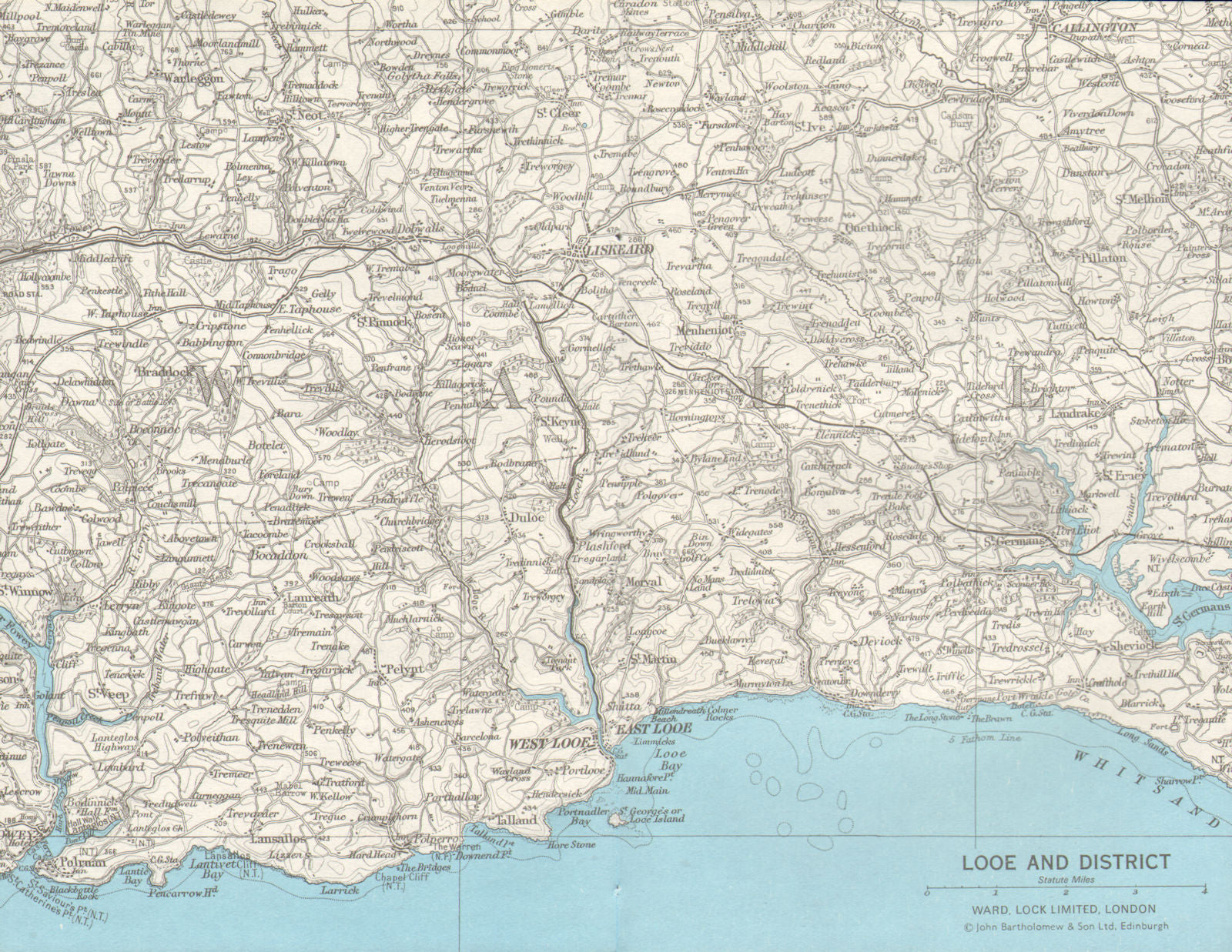 LOOE & ENVIRONS. Liskeard Fowey Polruan Cornwall. WARD LOCK 1971 old map